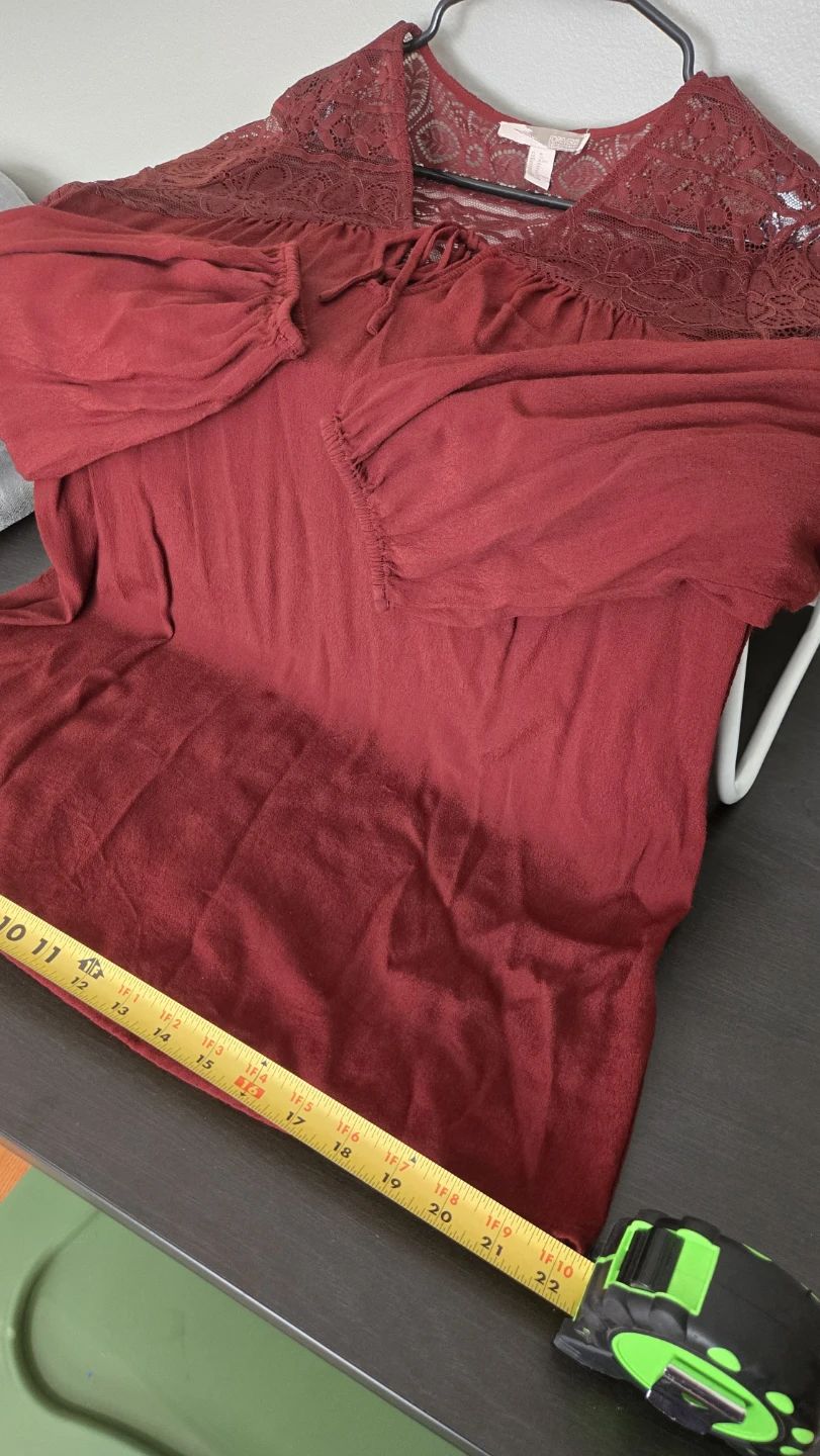 Forever 21 Burgundy Lace Detail Long Sleeve Top - photo 5