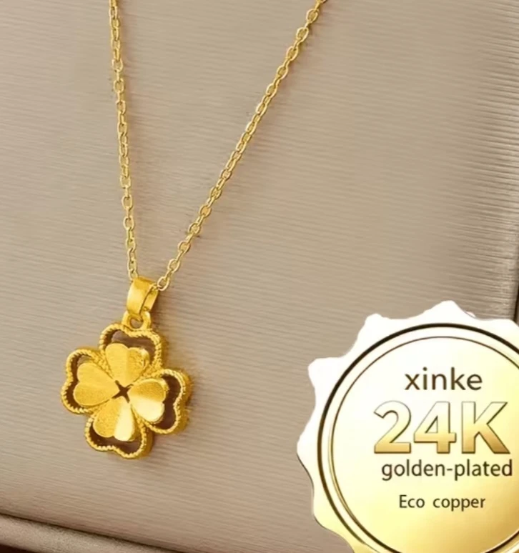 Xinke 24K Golden-Plated Clover Necklace