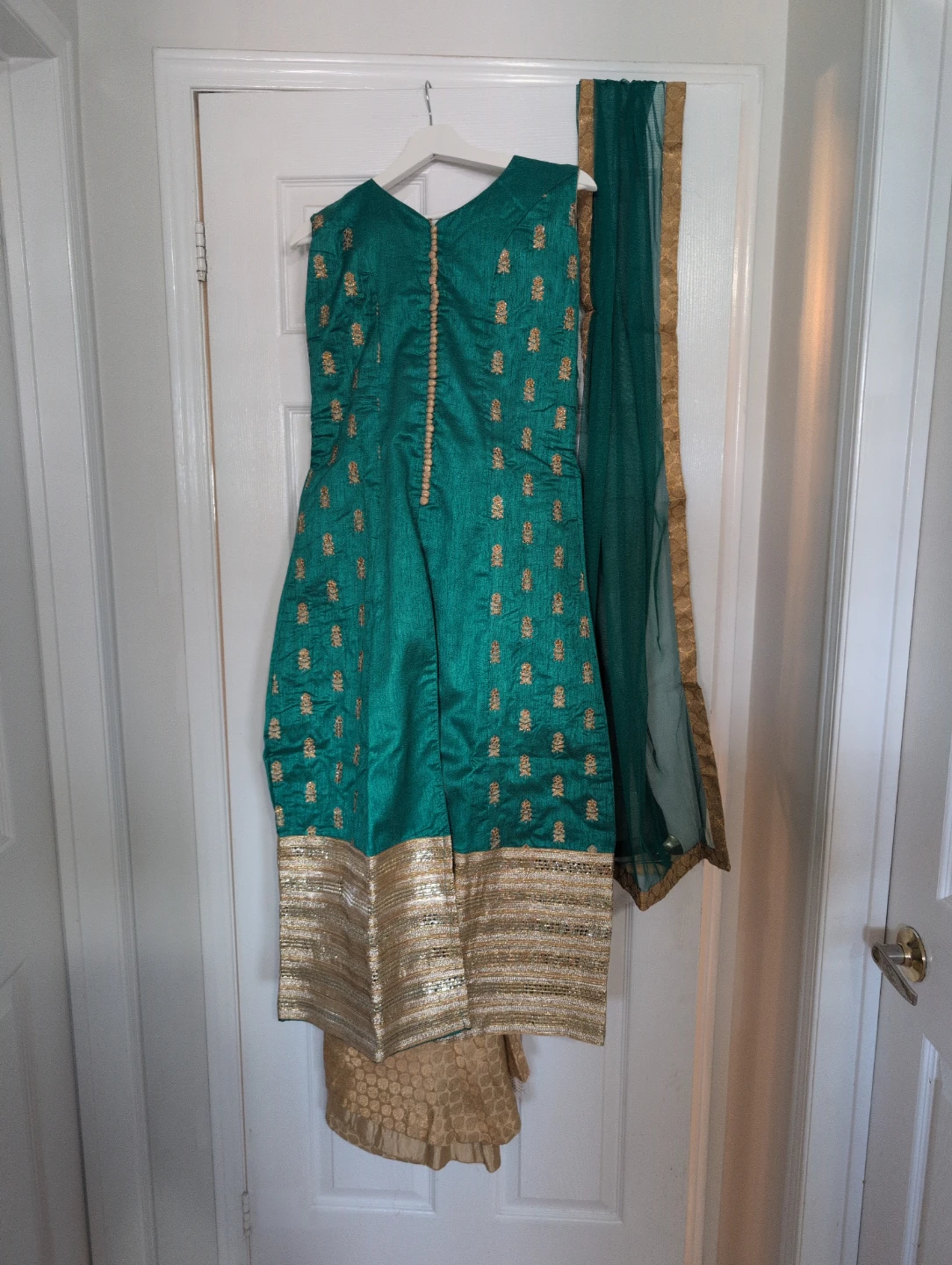 Green and Gold Traditional Lehnga Kameez