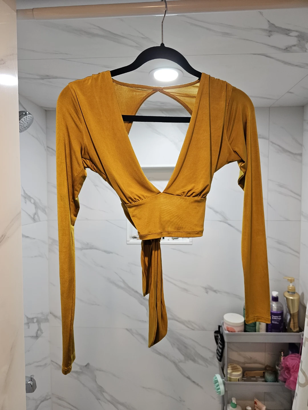 Urban Outfitters Mustard Long Sleeve Tie-Front Top