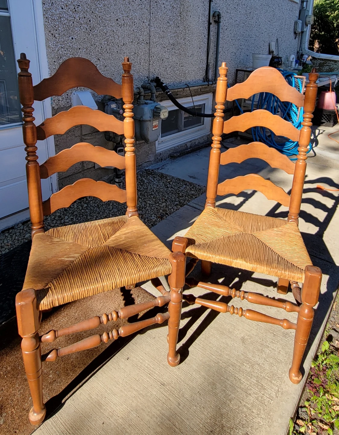 Set of Two Vintage Ladder Back Chairs