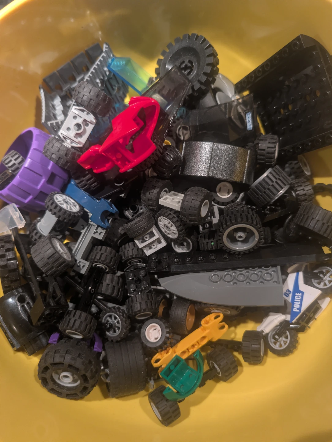 1lb bag Lego wheels and vehicle parts