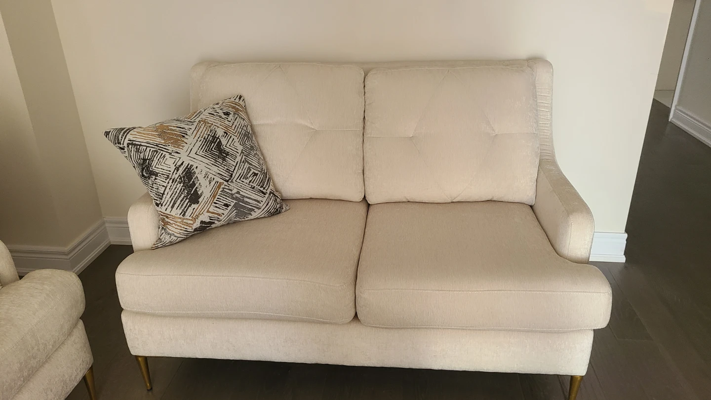 Cream Loveseat with Gold Legs