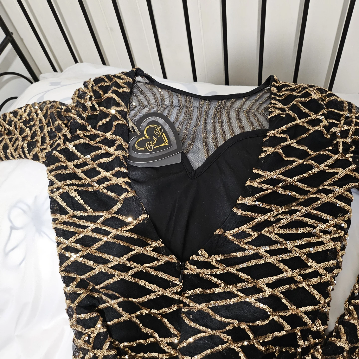 Club L London Black and Gold Sequin Dress - photo 5
