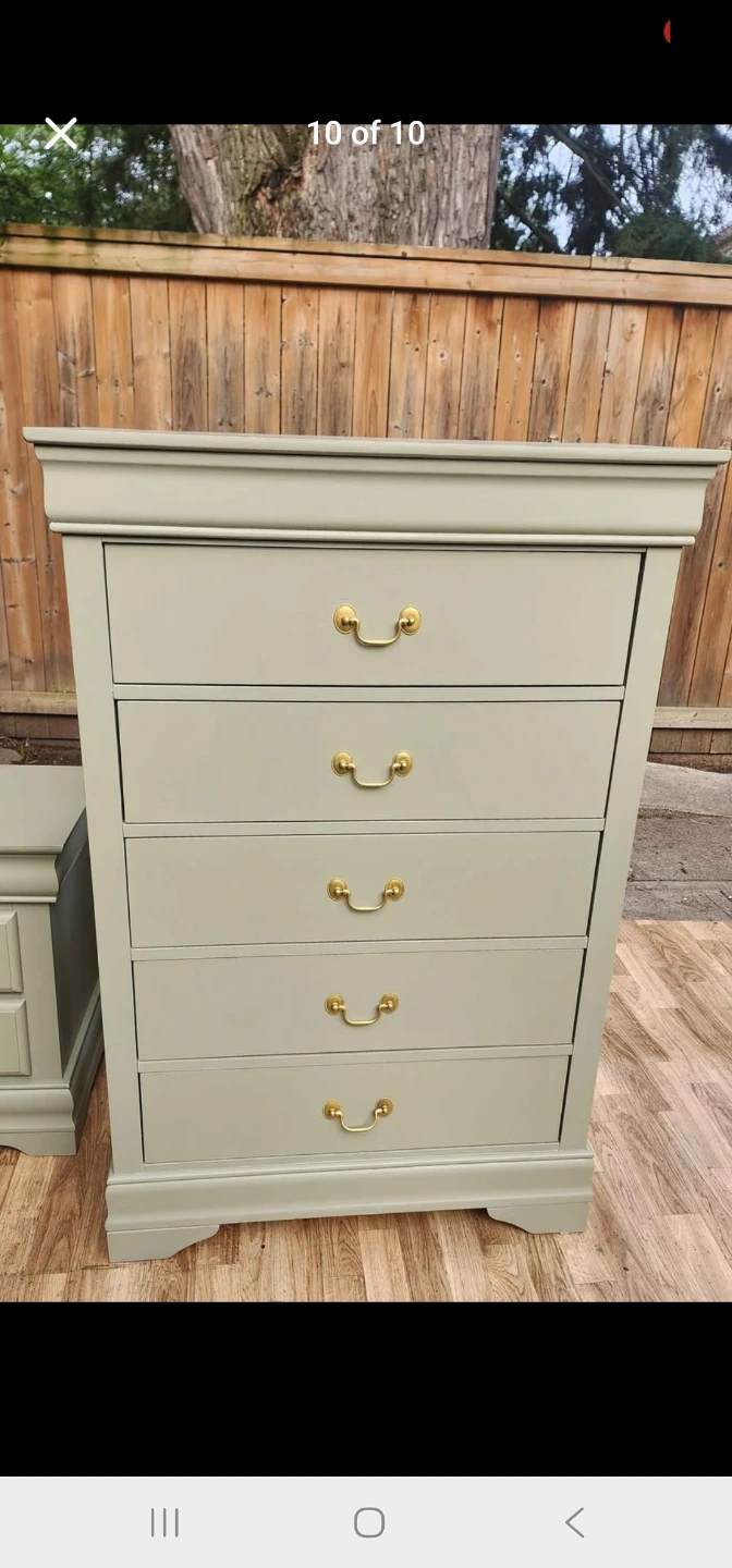 Sage Green Dresser and Two Matching Nightstands