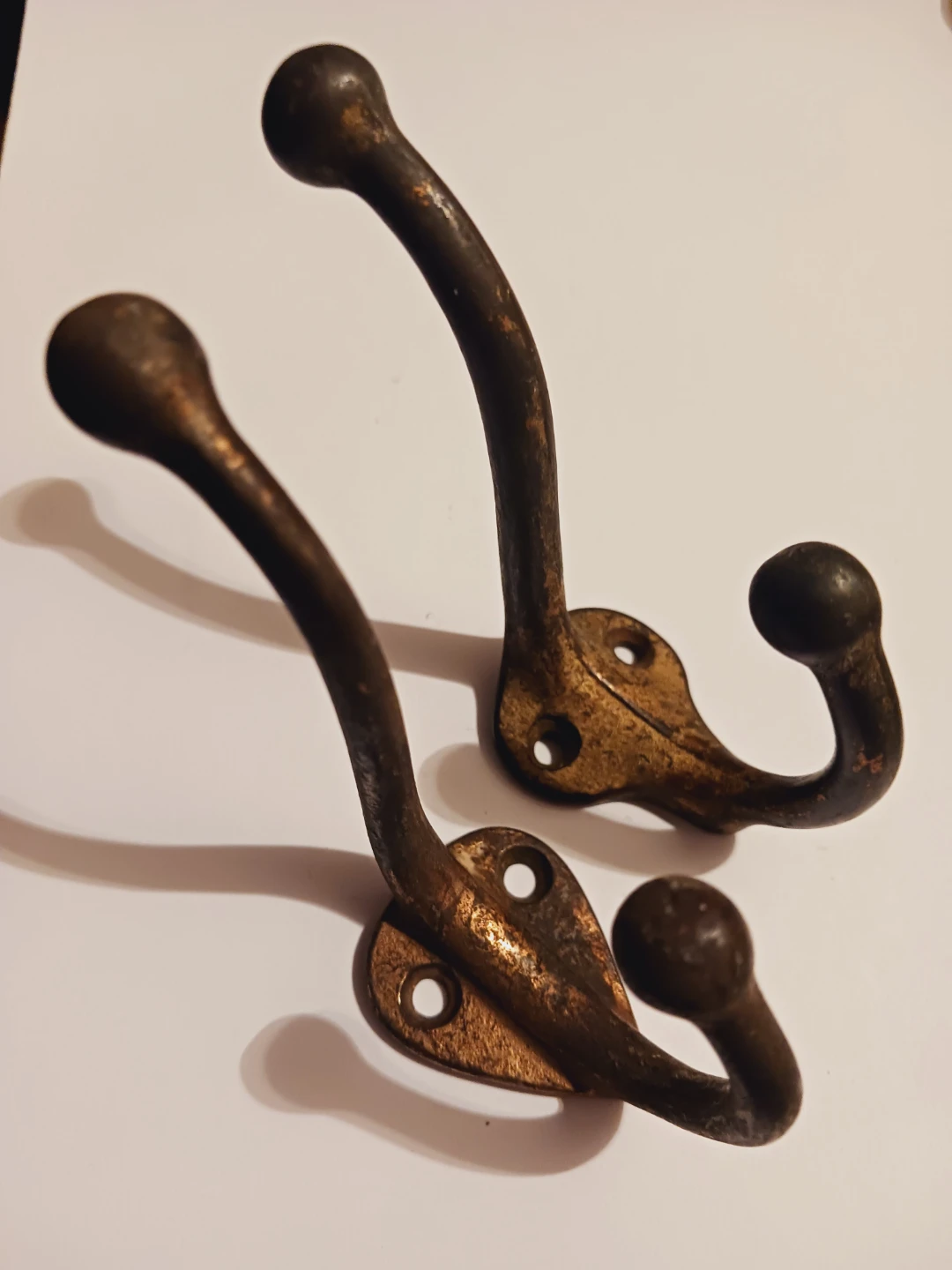 Two Vintage Metal Wall Hooks