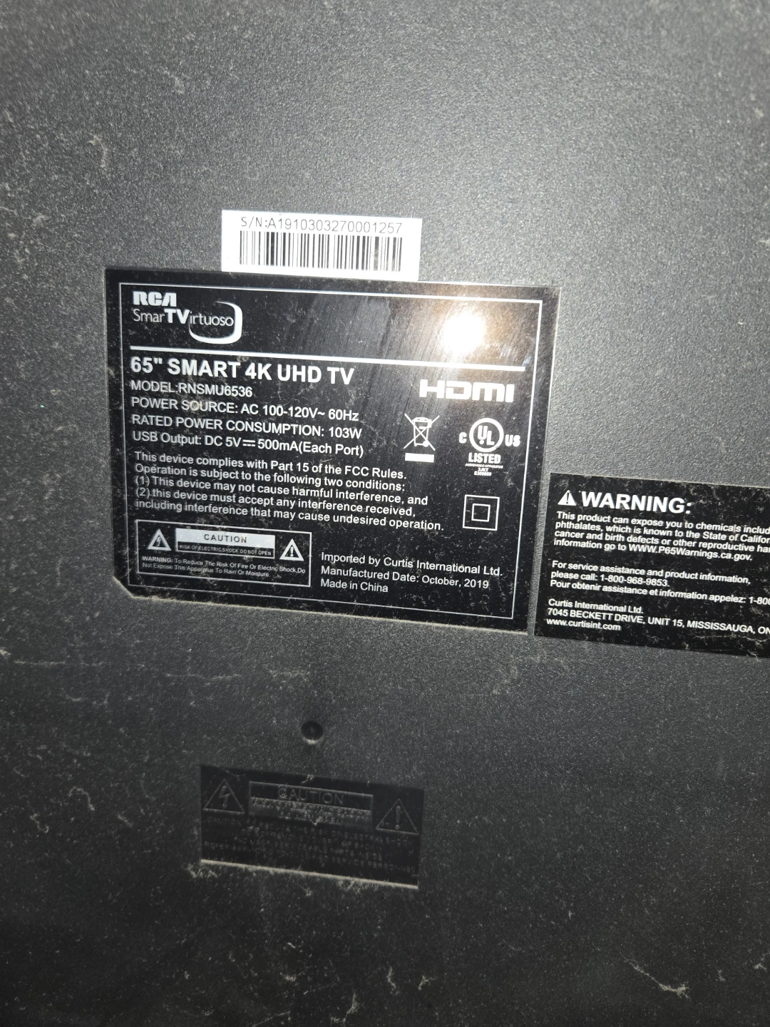 RCA 65-inch Smart 4K UHD TV