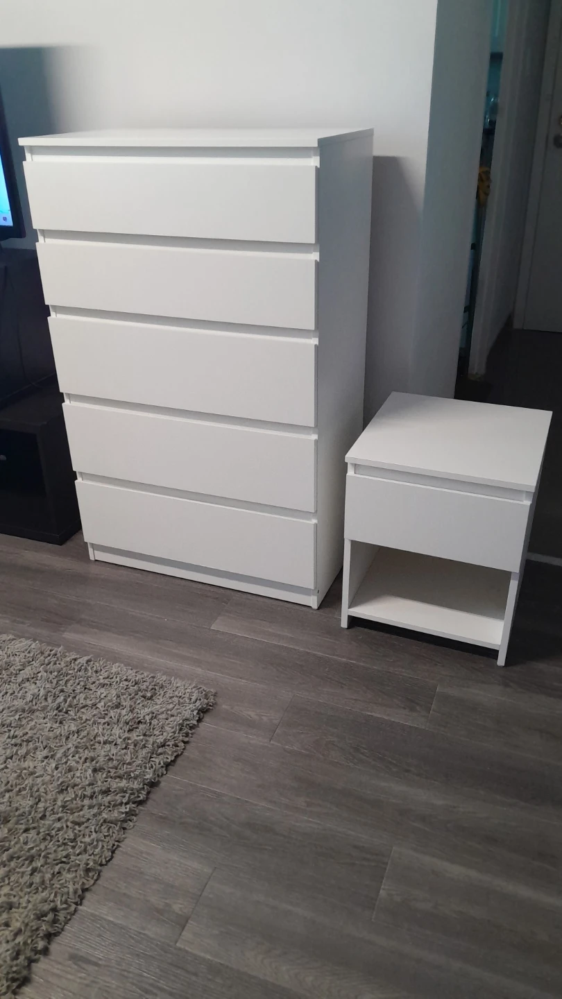 IKEA White 5-Drawer Dresser and Nightstand Set