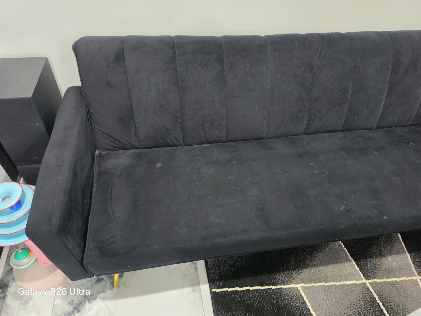 Black Velvet Sofa Bed - photo 2