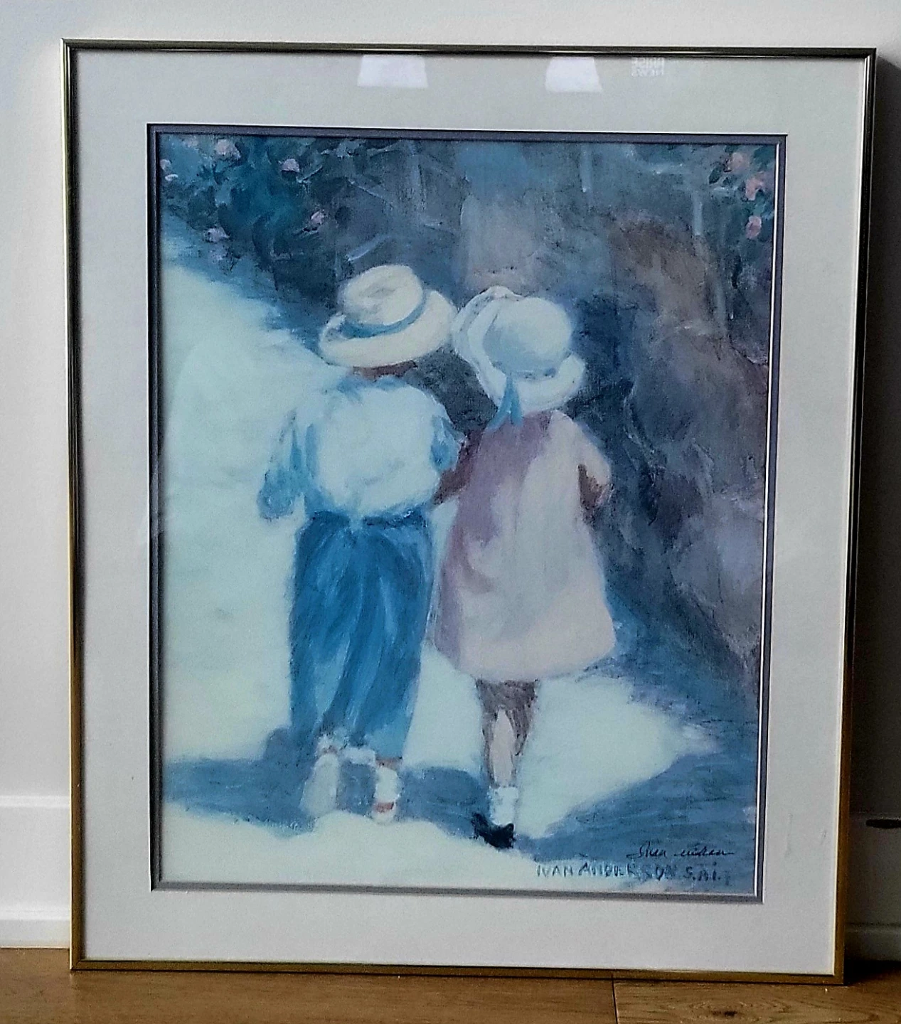 Ivan Anderson  Print "Children Walking"  Gold Frame Decor - photo 5
