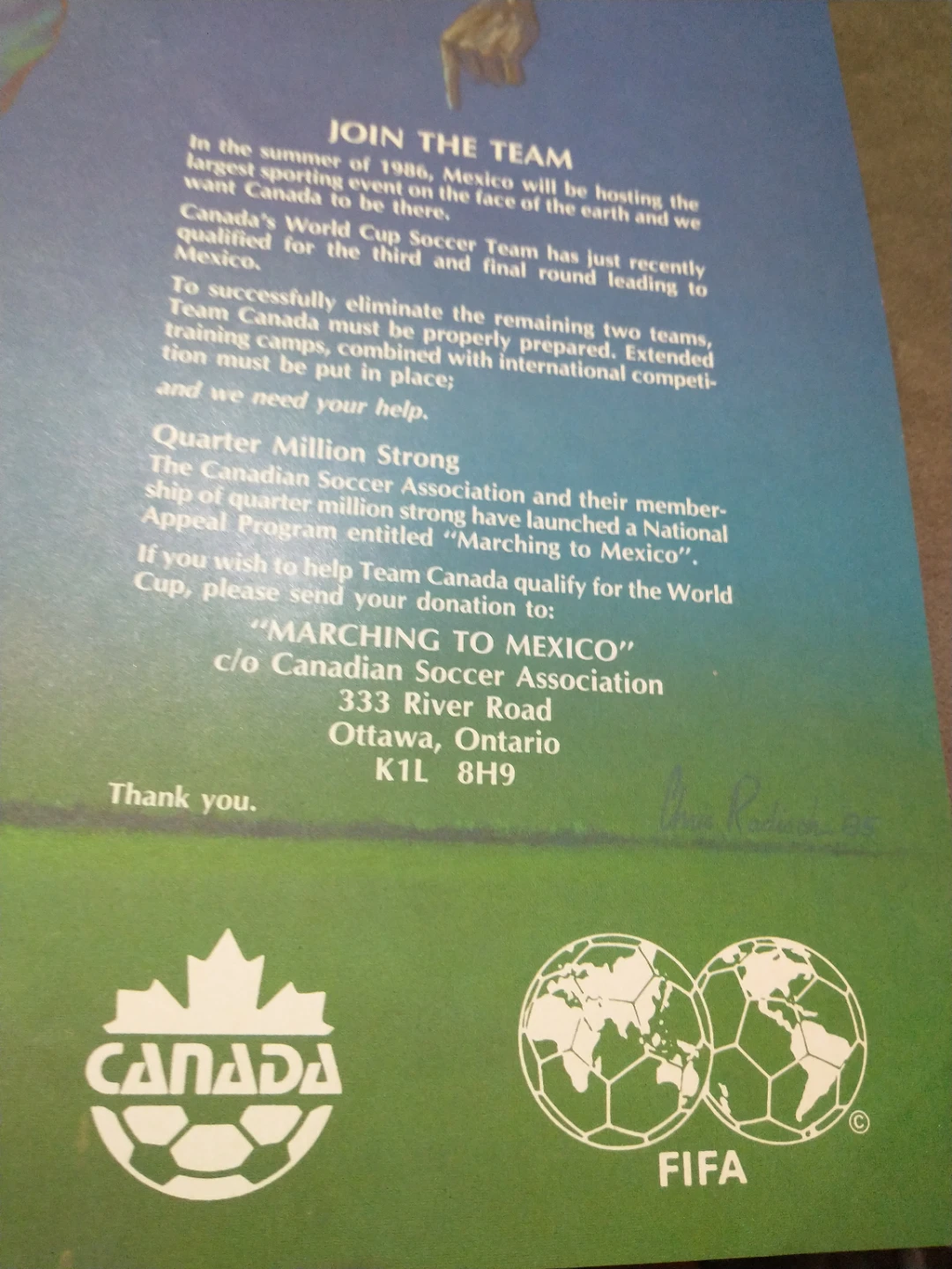 Canada Soccer Marching to Mexico World Cup '86 Poster - photo 4