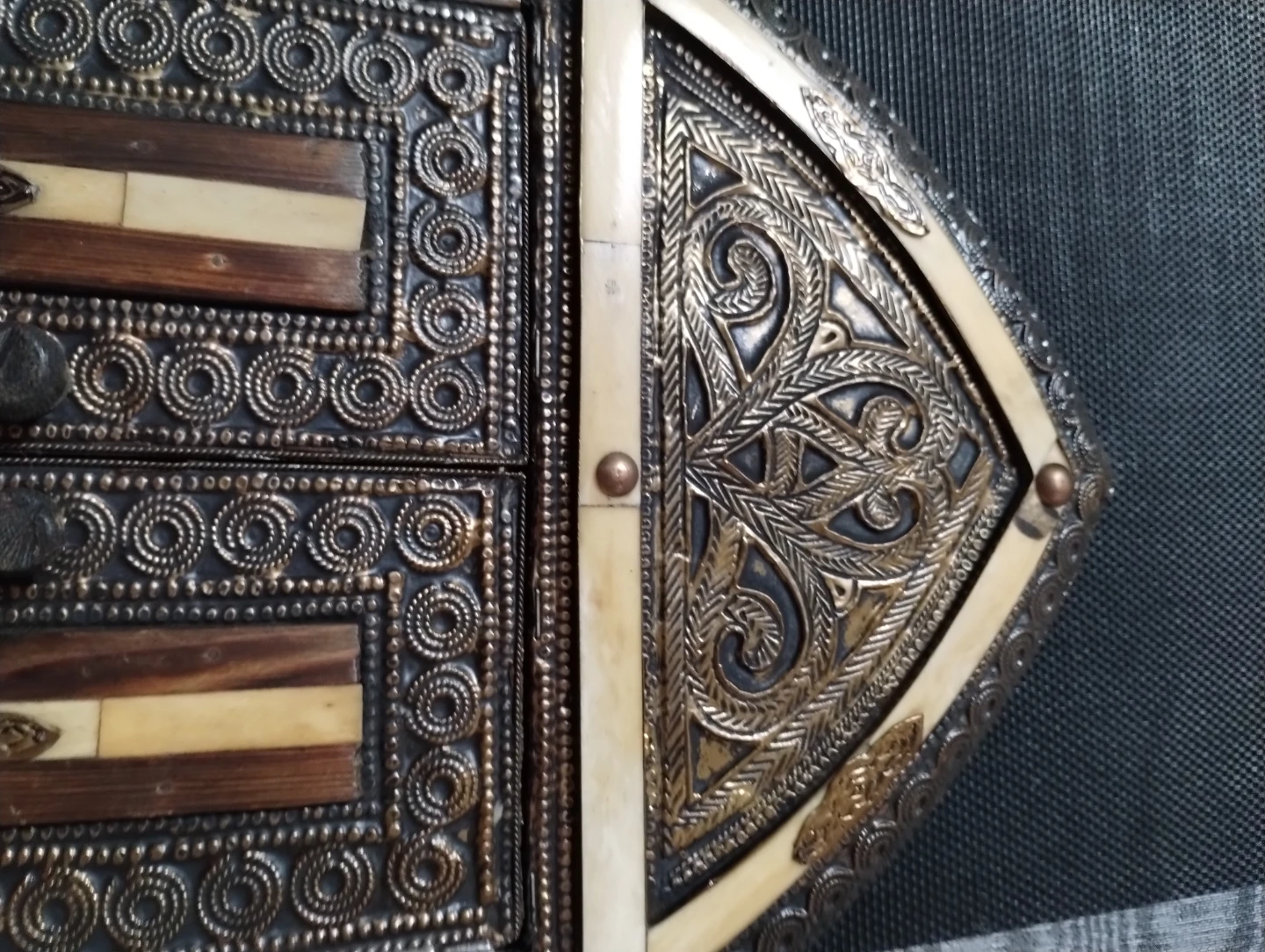 Vintage Ornate Wooden Inlaid Mirror with Drawers - photo 3