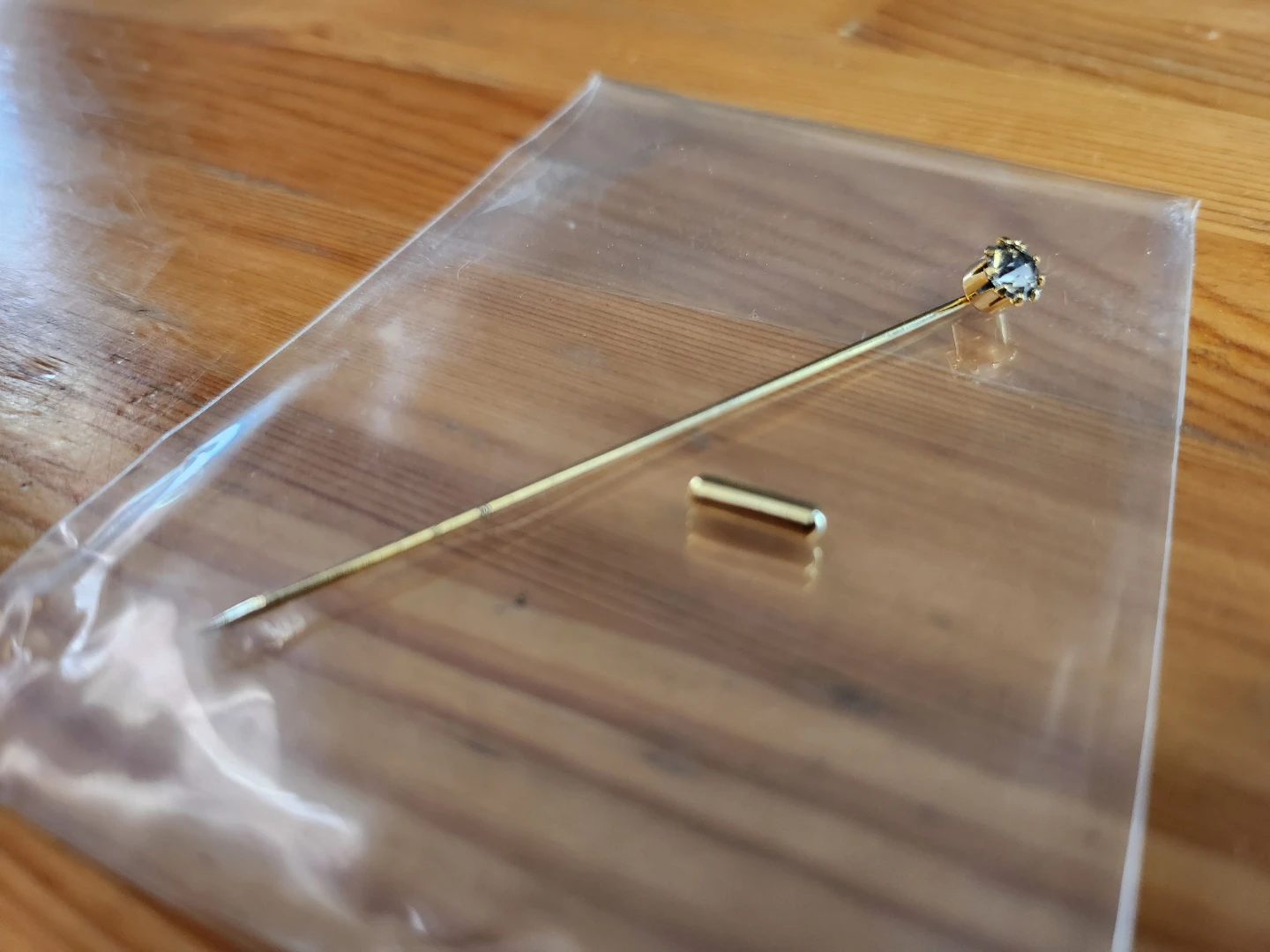 Vintage Gold-Tone Stick Pin with Australian Crystal Rhinestone