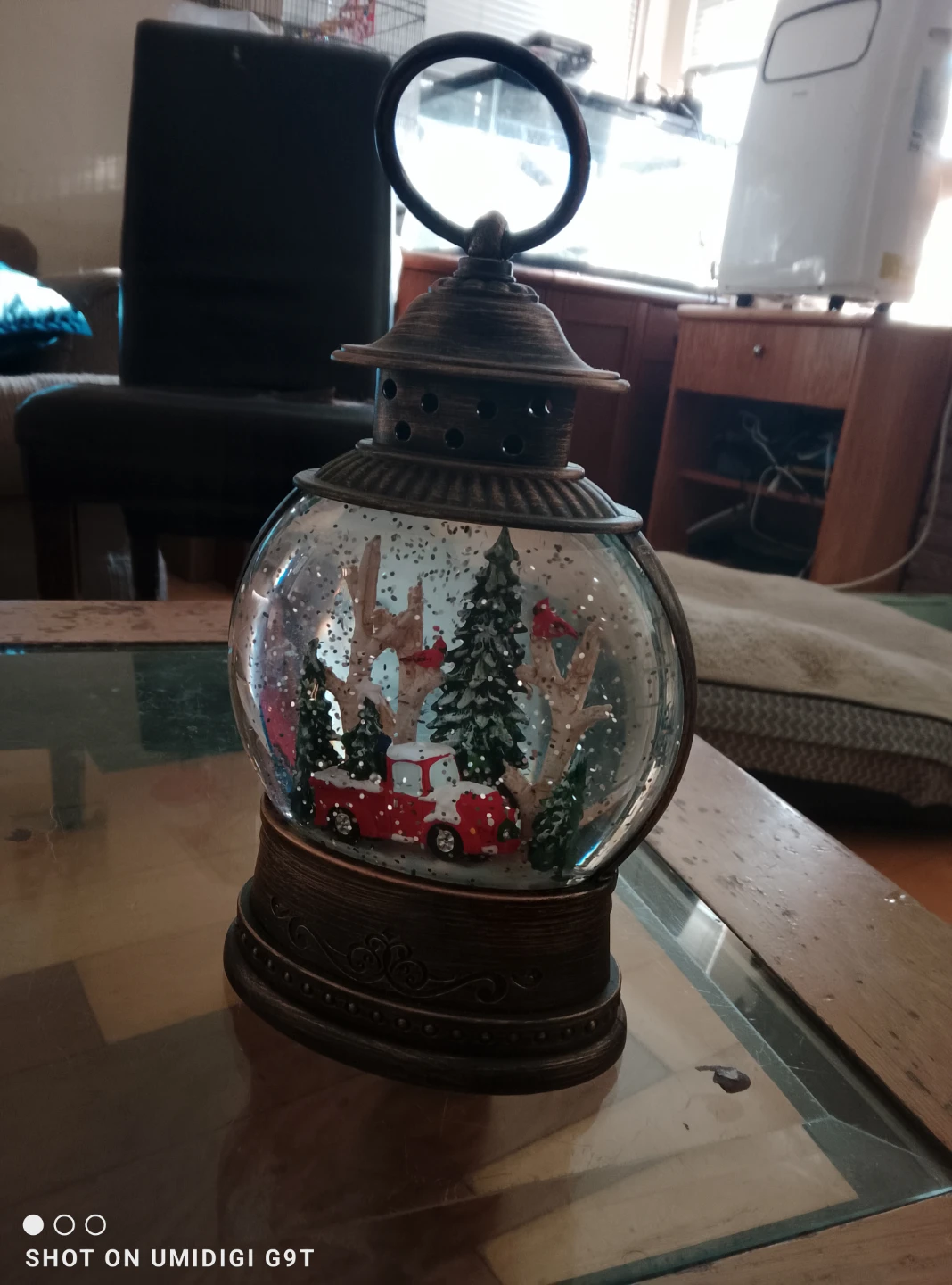 Christmas Cardinal Snow Globe Lantern