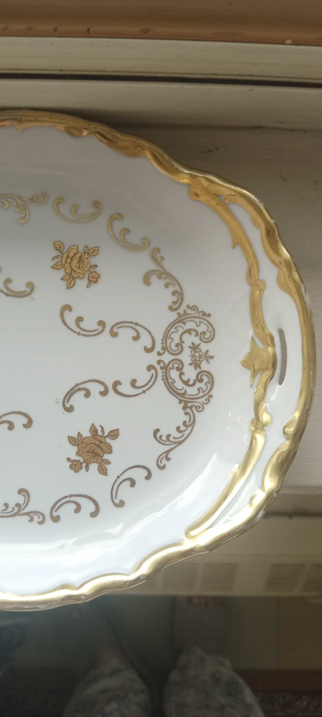 German porcelain    Gold Trimmed Serving Tray - photo 3