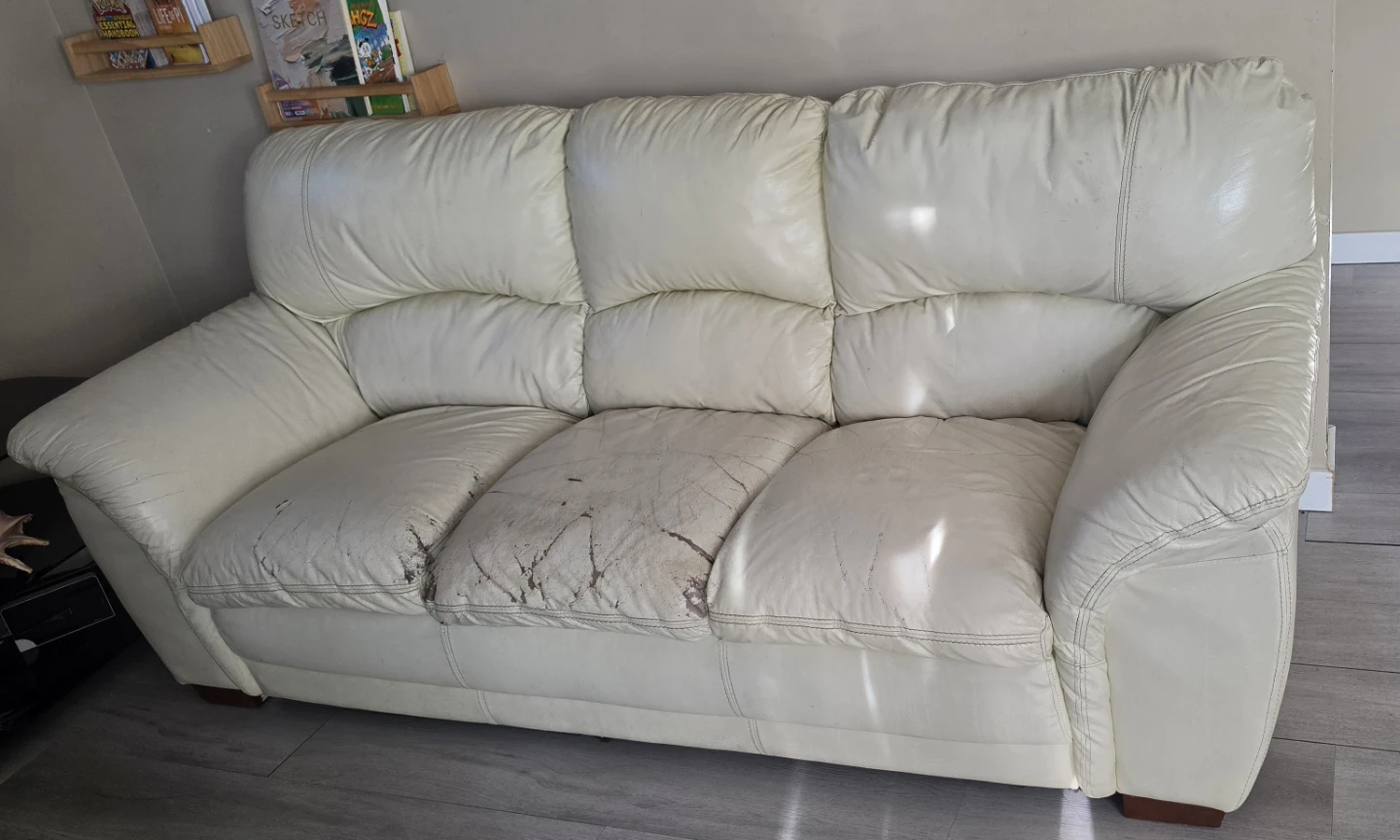 Free - Cream Leather Sofa