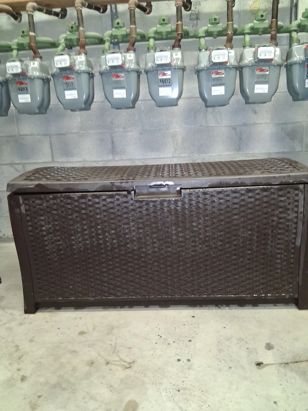 Brown Wicker Patio Storage Box