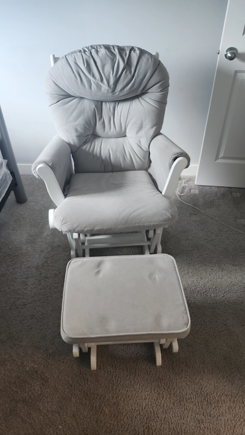White Glider Rocking Chair with Ottoman - photo 2