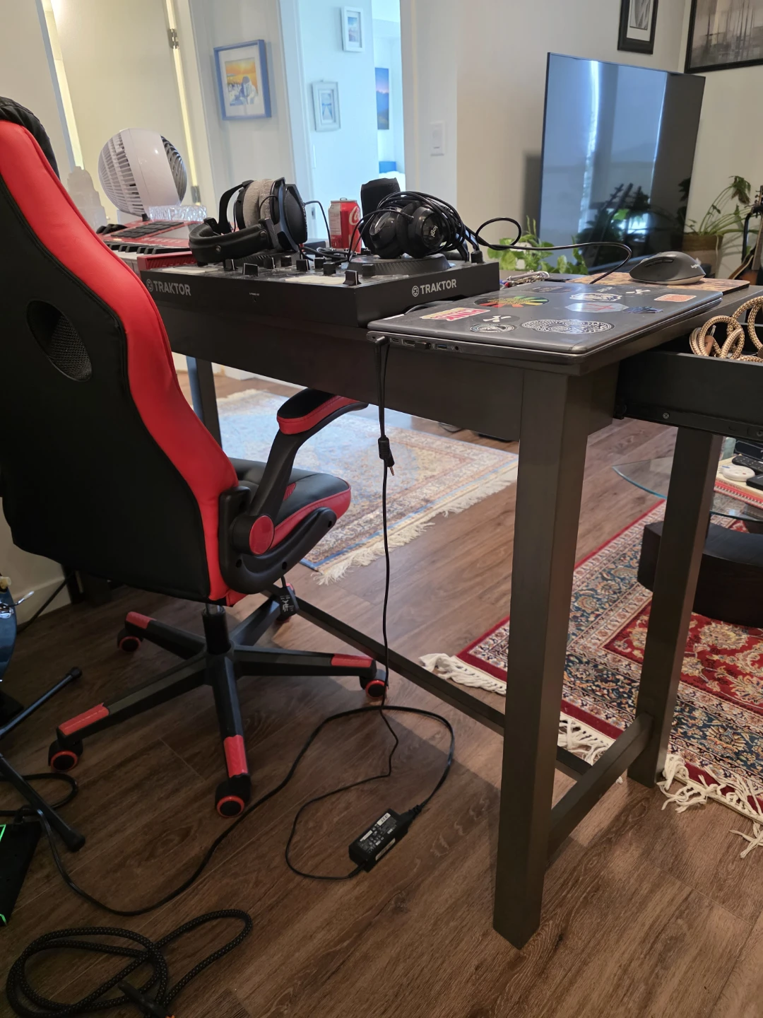Dark Brown Narrow Desk with Drawer - photo 3