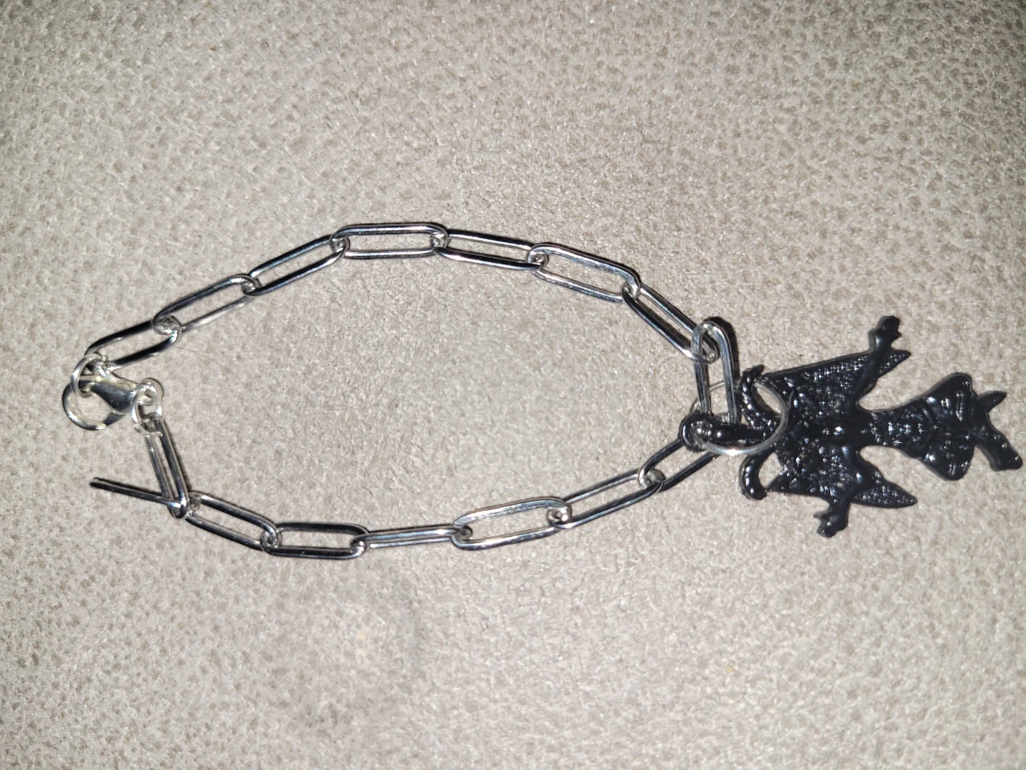 Silver-Tone Chain Bracelet with devil Charm