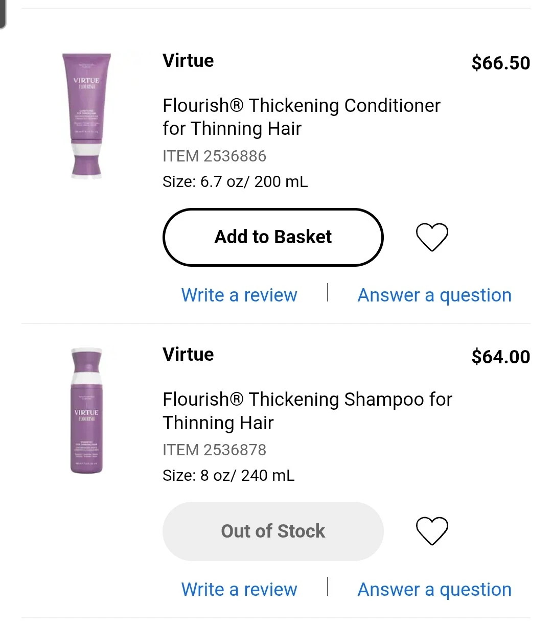 NEW Sephora Virtue Flourish Thickening Shampoo/Conditioner Duo