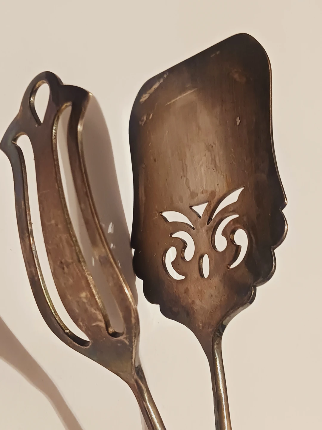 Antique Silver Cake Serving Tongs - photo 2