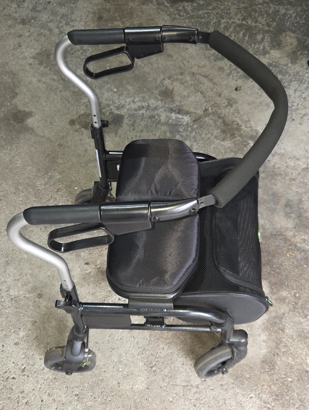 Black Rolling Walker with Seat and Storage