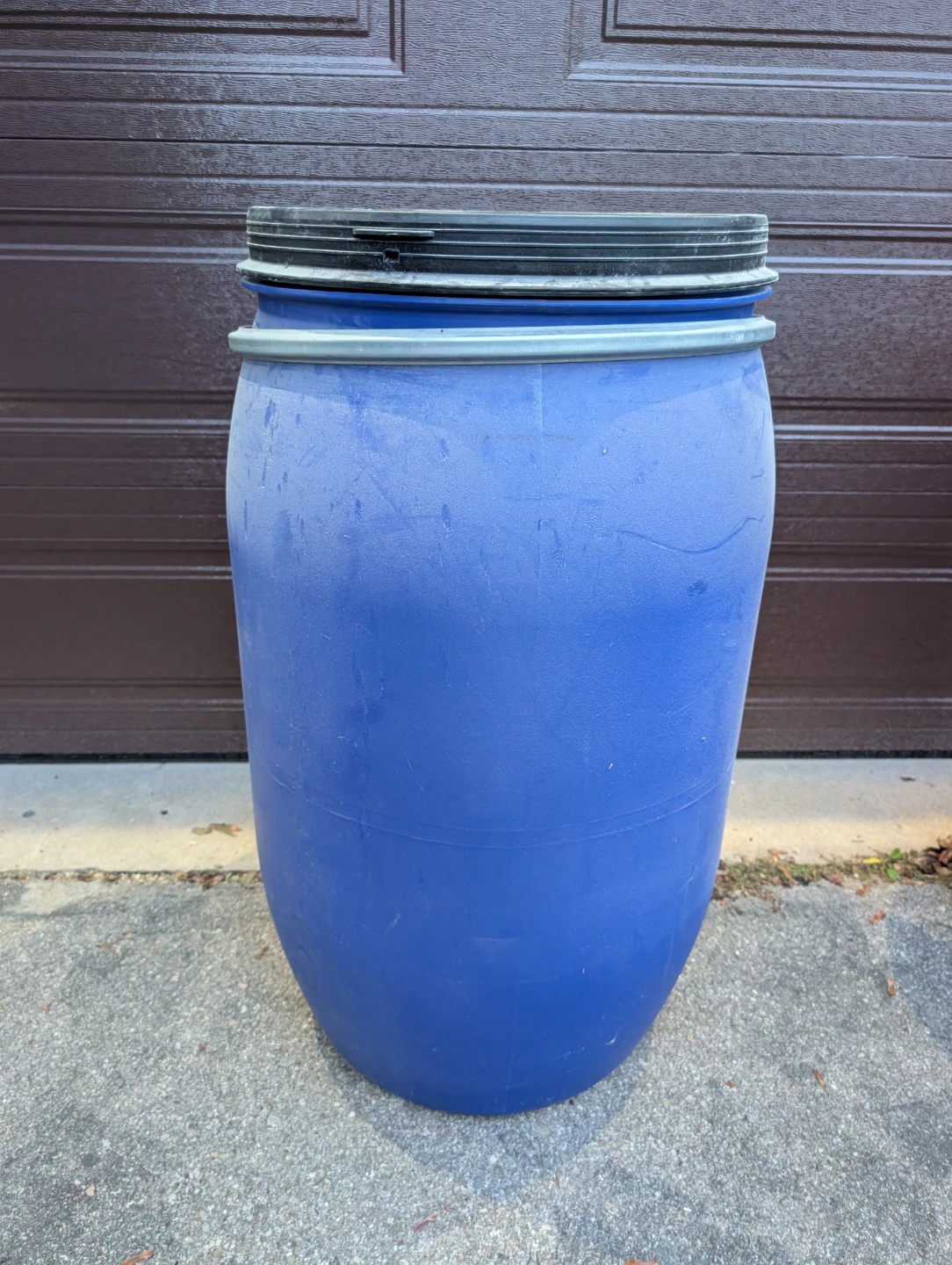 Large Blue Plastic Storage Barrel with Lid