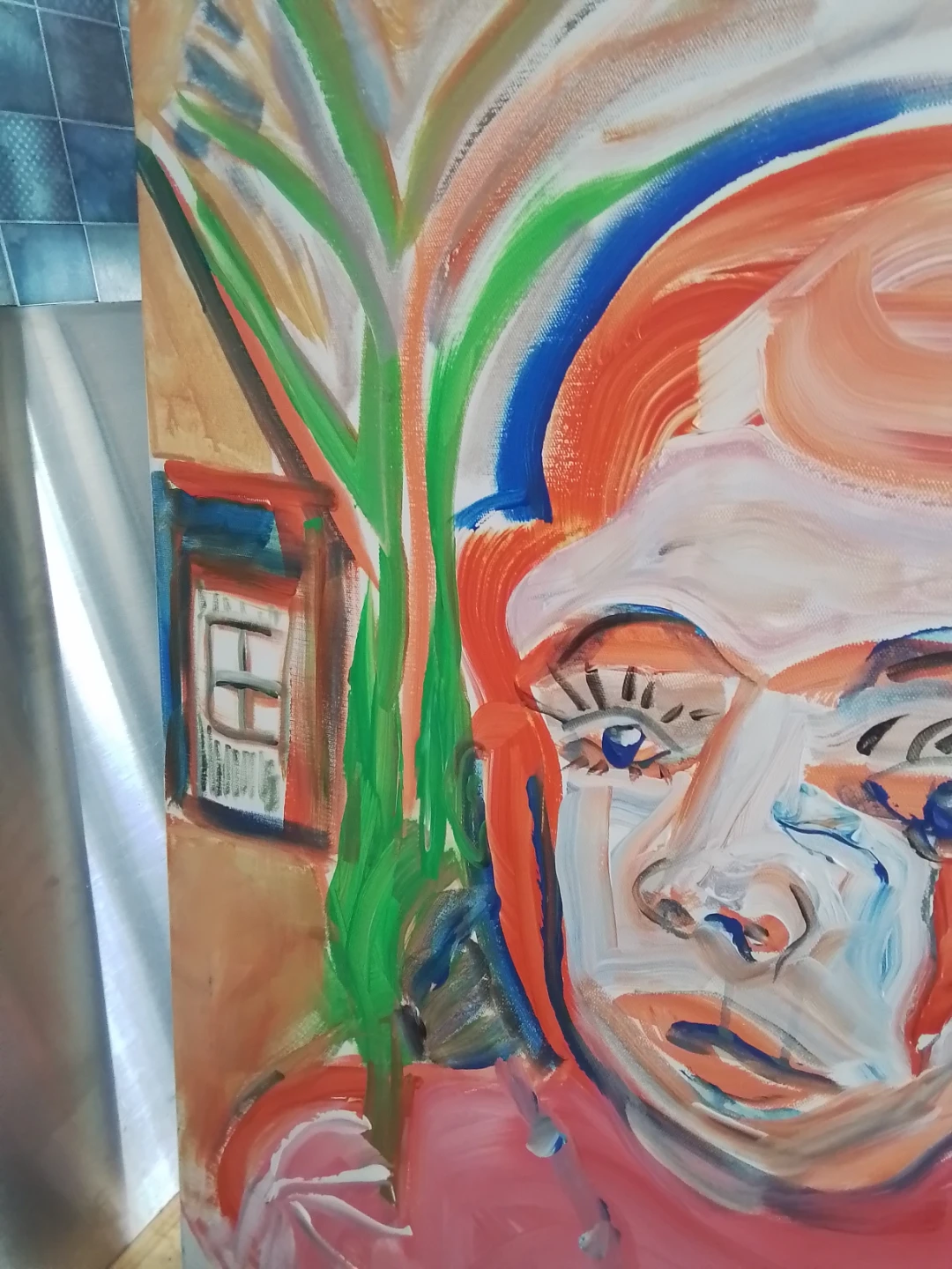 Bold Abstract Portrait Painting - Vibrant Modernist Style - photo 3
