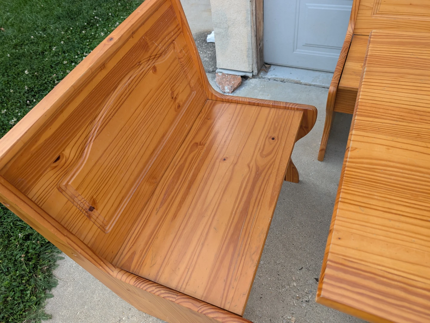 Solid Pine Wood Dining Table and Benches - photo 4