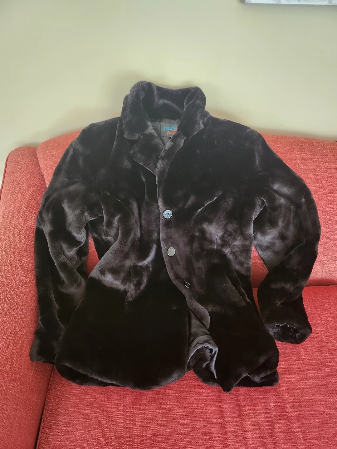 Pacific Rose Black Faux Fur Jacket - XL