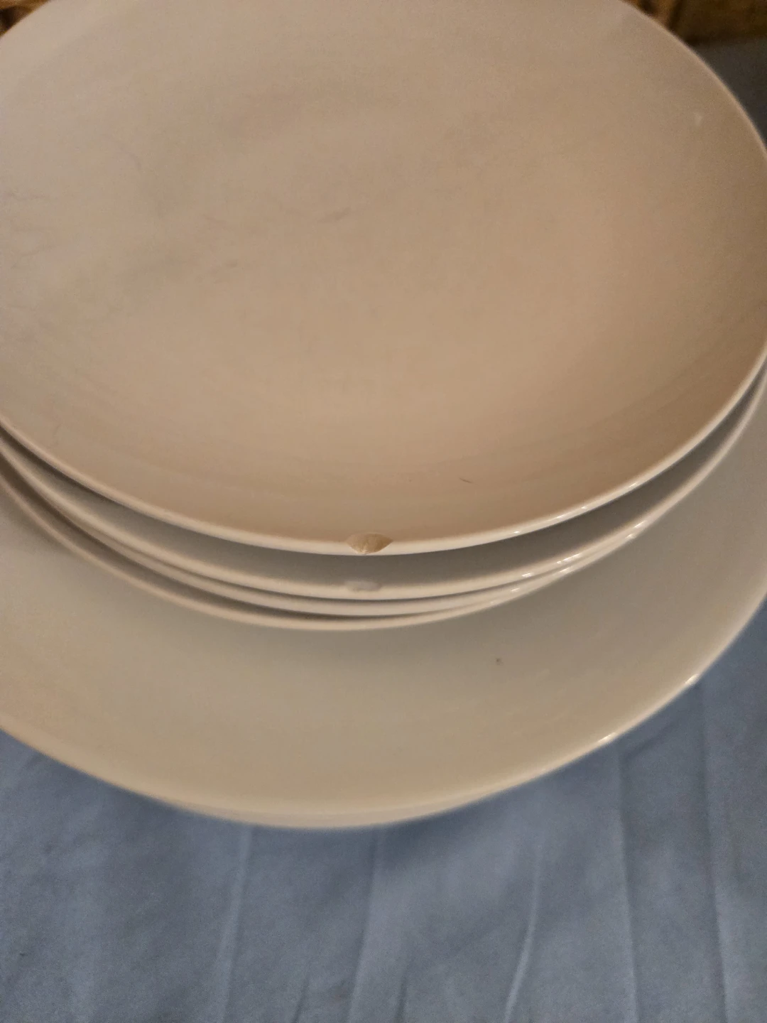 Set of White Ceramic Dinner and Salad Plates - photo 4