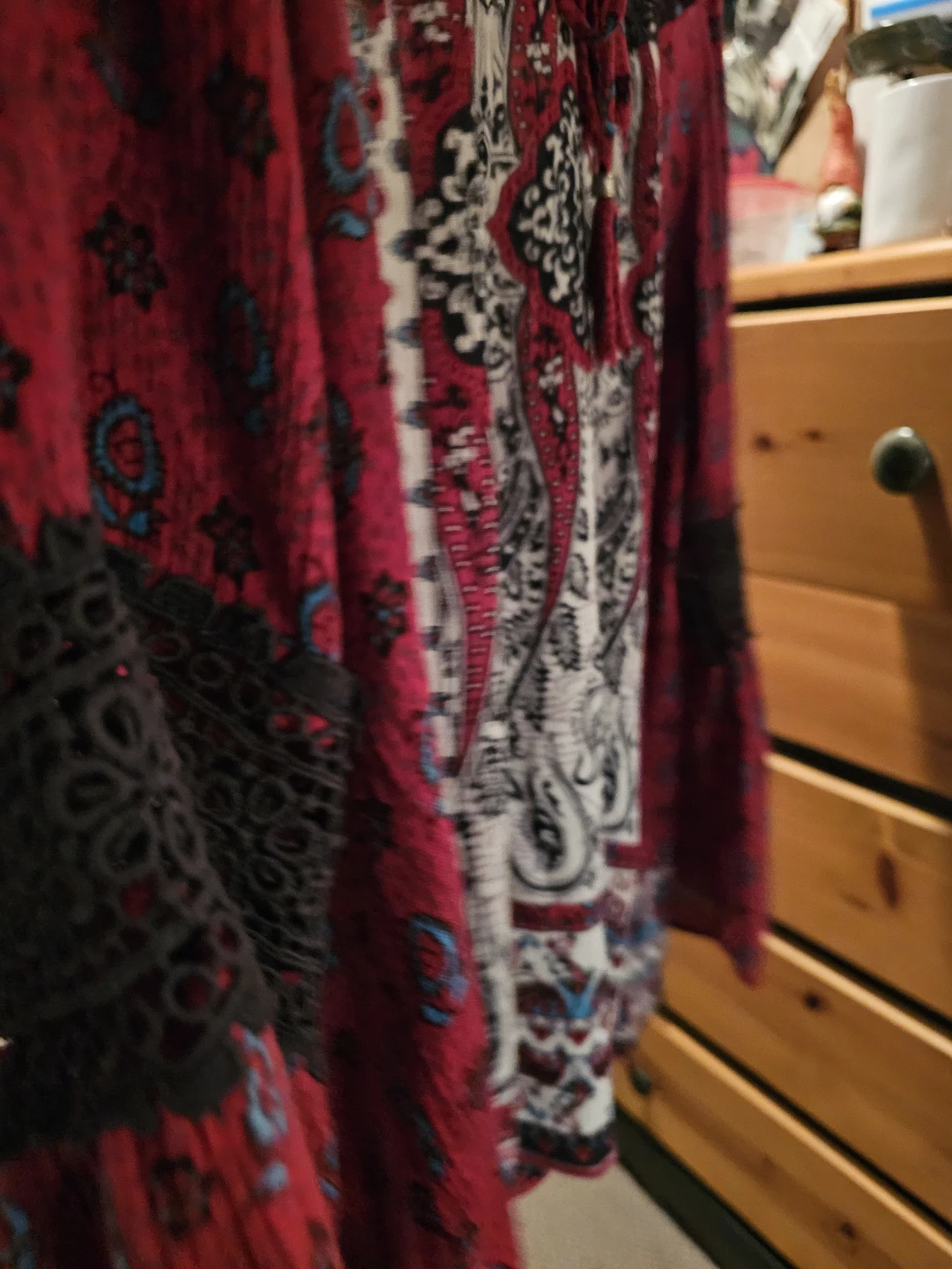 Boho Red Paisley Print Long Sleeve Blouse - photo 4
