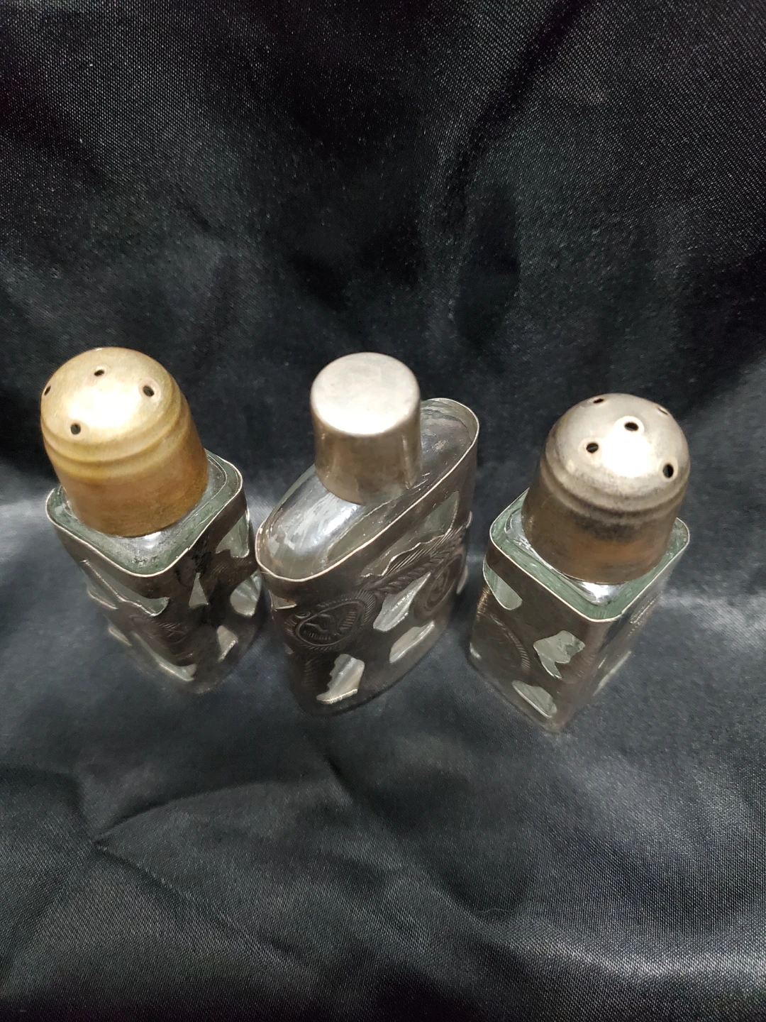 Vintage Mexico Sterling Silver Perfume Bottle / Over Glass - photo 2