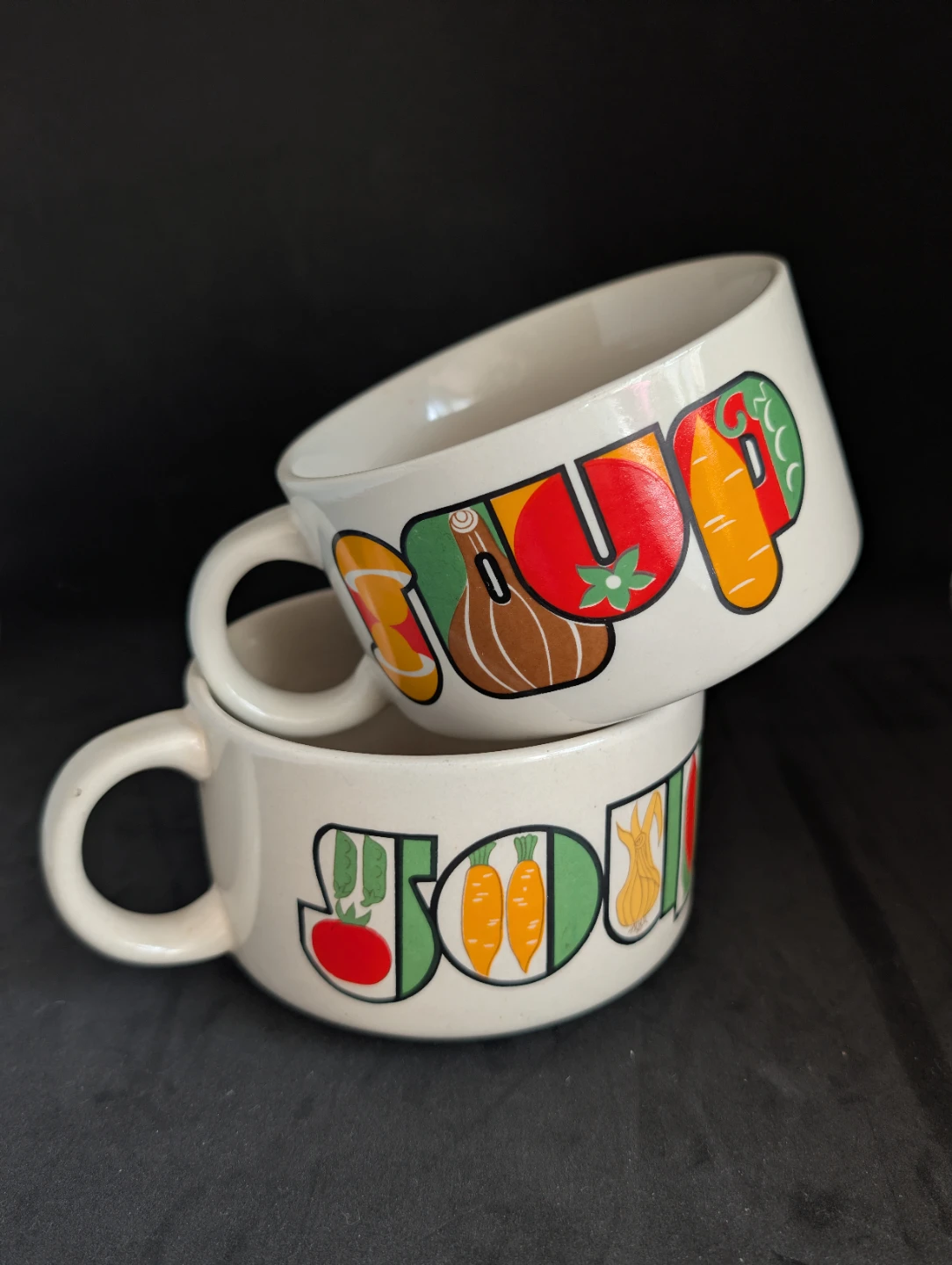 Set of 2 Ceramic Vegetable Soup Mugs - photo 3
