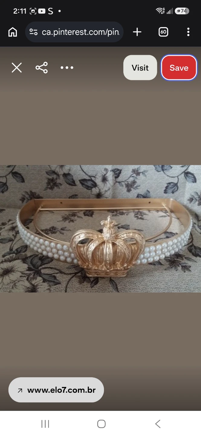 The luxury Gold Crown Bed Canopy Holder with Pearls - photo 2