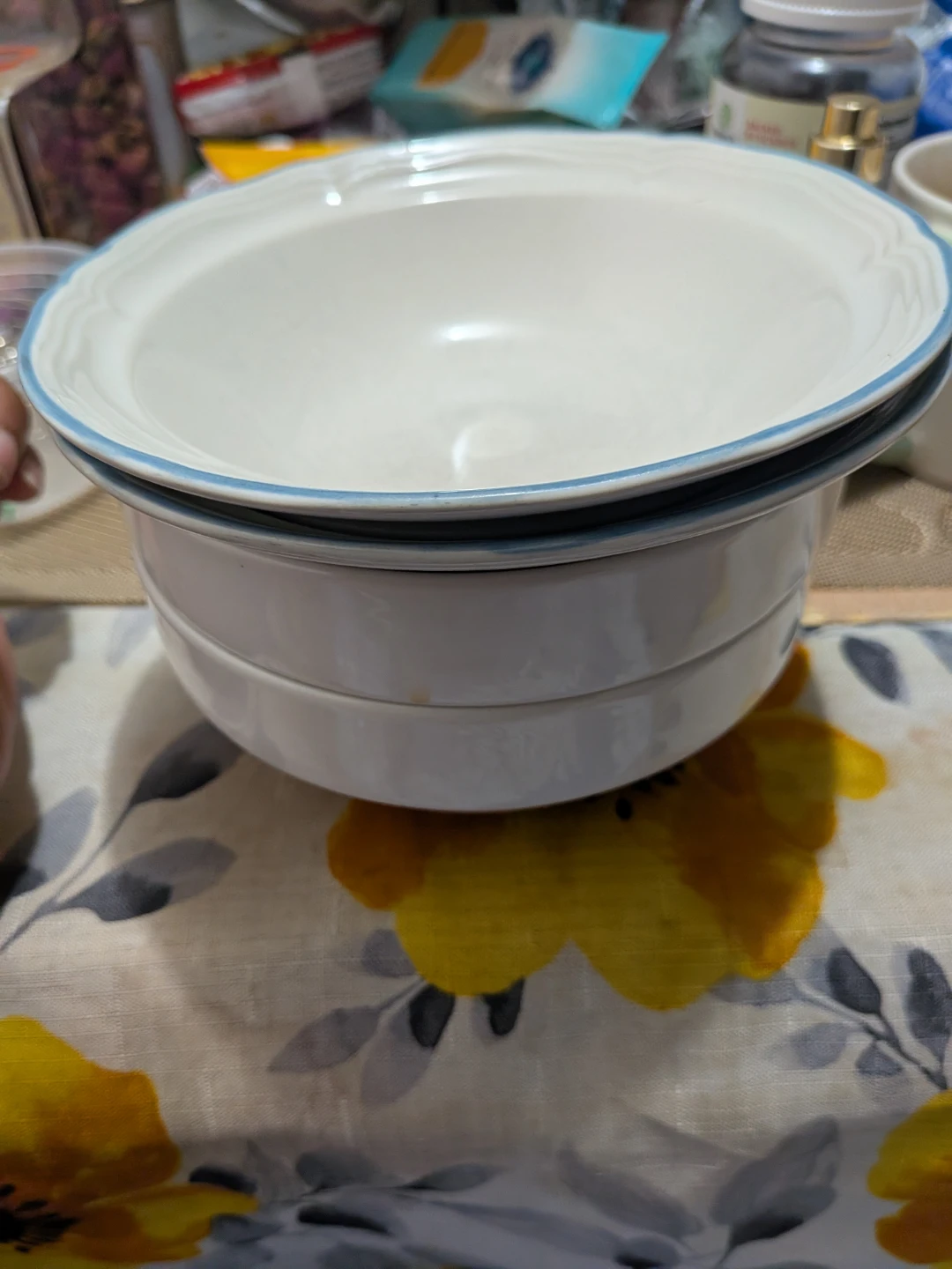Set of Two World Market Stoneware Bowls