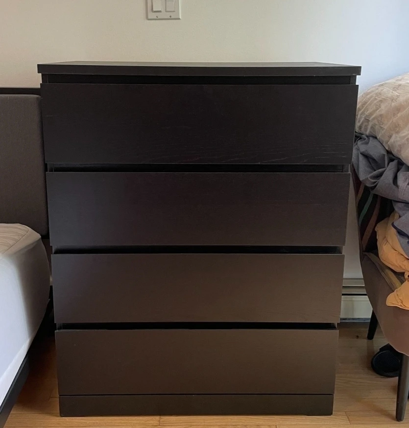 IKEA MALM 4-Drawer Chest - Black-Brown