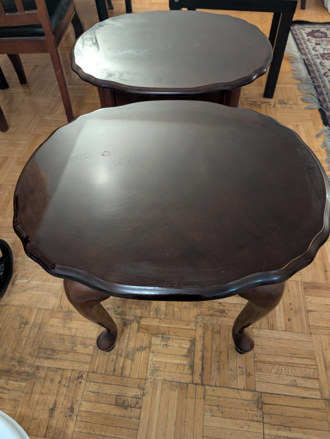 2pcs Vintage Style Wooden Side Tables