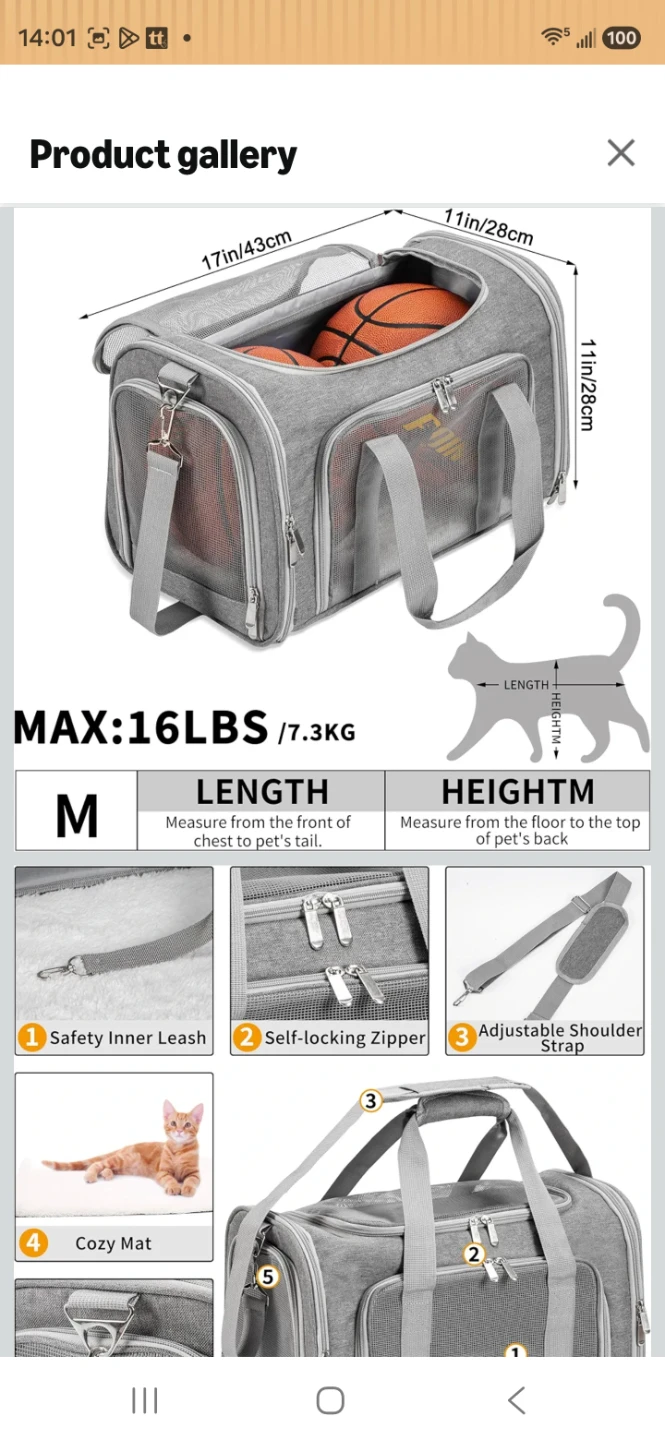 Gray Medium Pet Carrier - photo 2