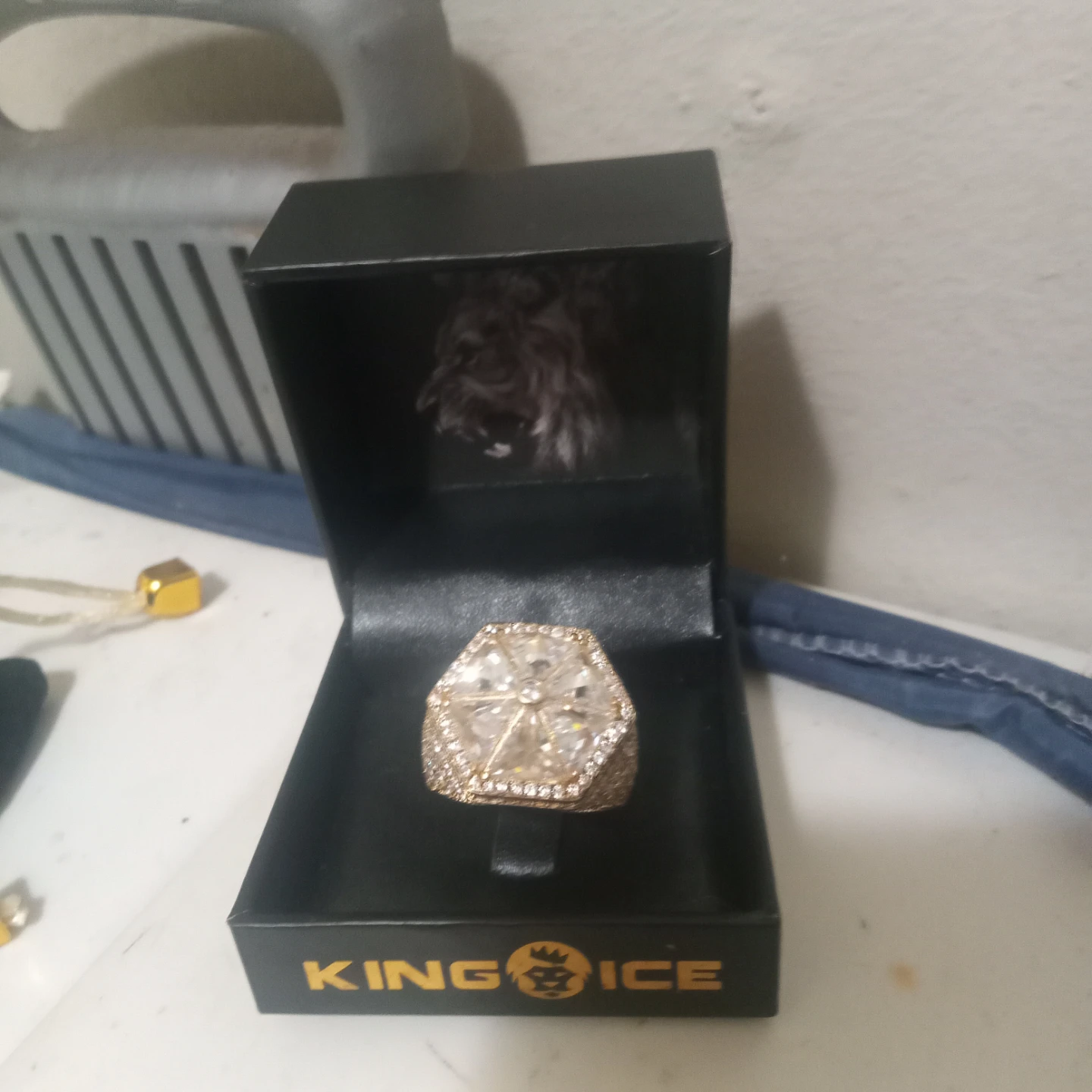King Ice Gold Tone Hexagon Ring - photo 2