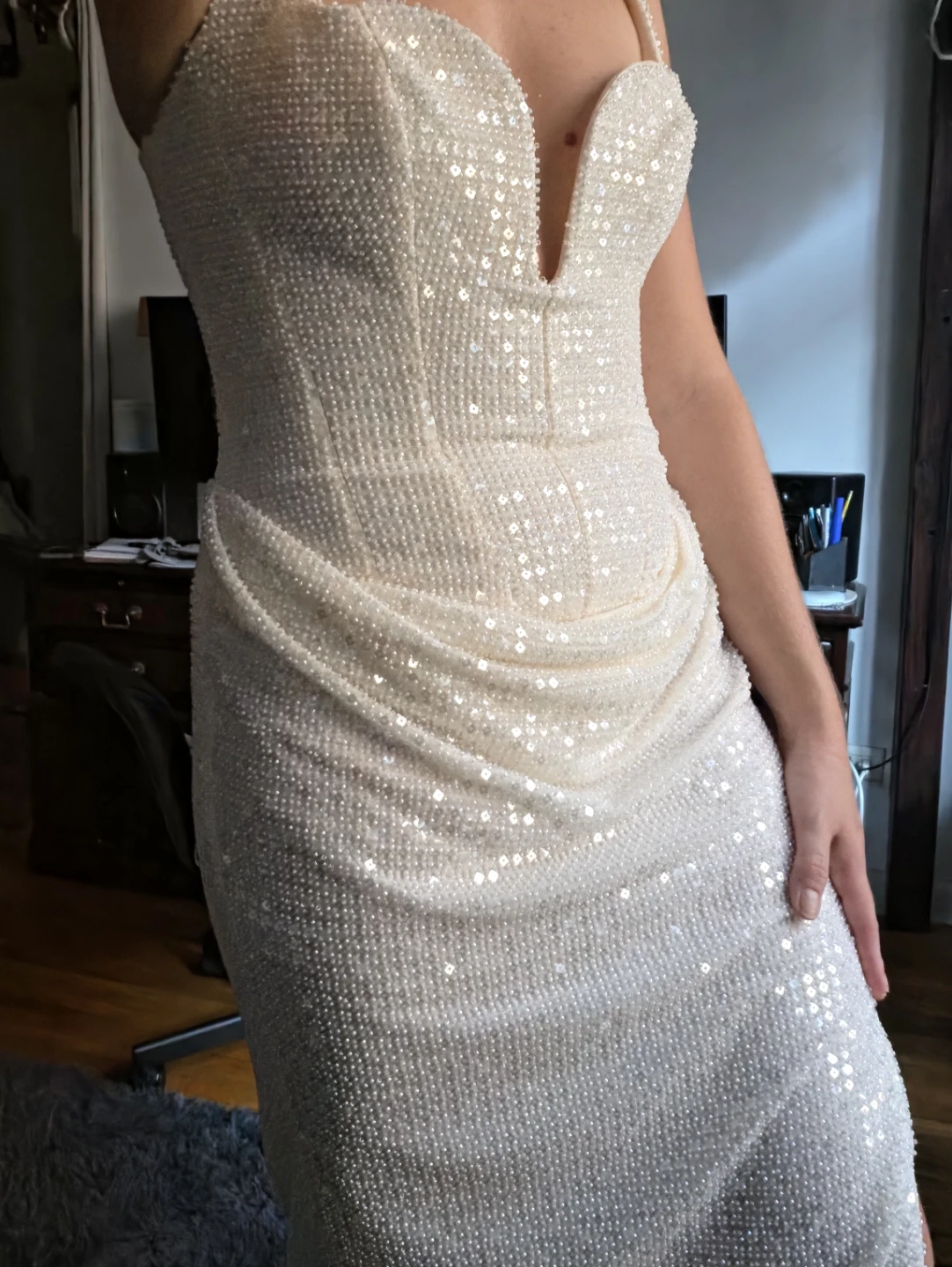 Oh Polly White Beaded Corset Midi Dress. 🏈 - photo 2