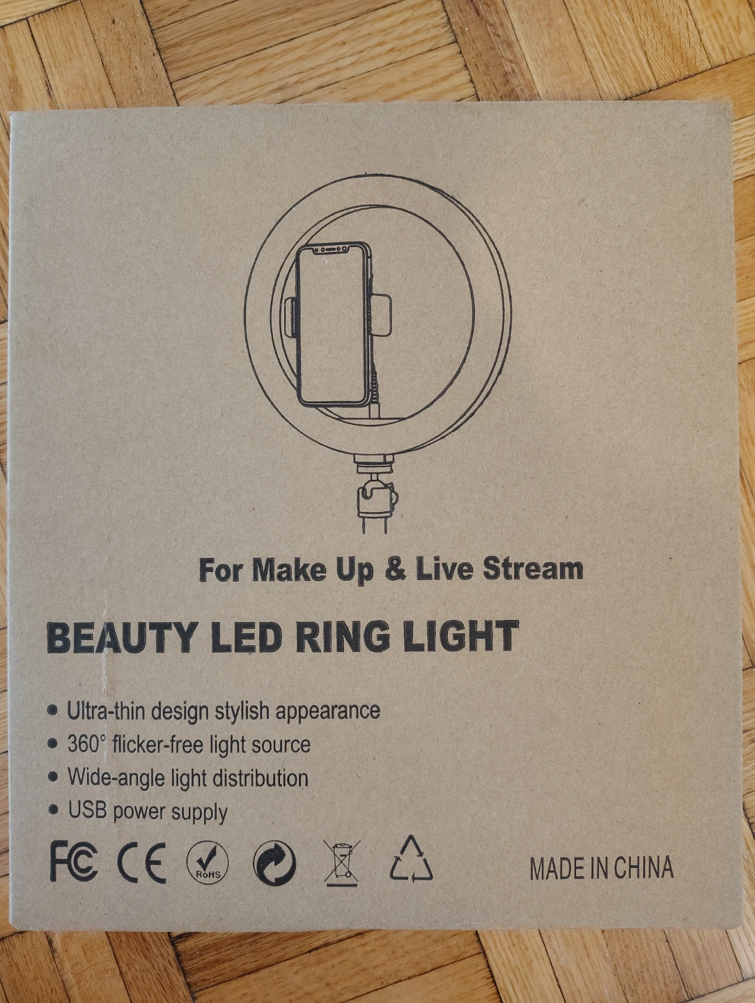 Beauty LED Ring Light with Phone Holder - Black