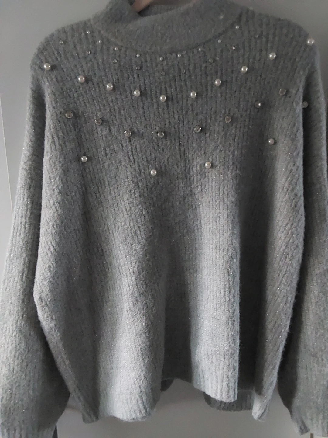 Maurices Grey Mock Neck Sweater with Pearls - photo 3