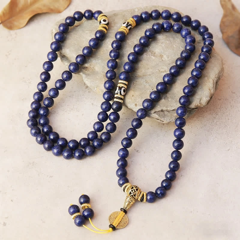 Lapis Lazuli Prayer Beads with Evil Eye Accents