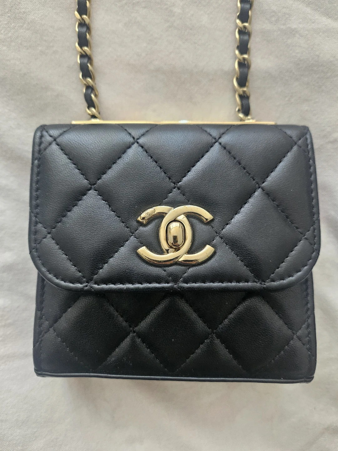 Chanel Quilted Black Leather Mini Chain Bag - photo 2