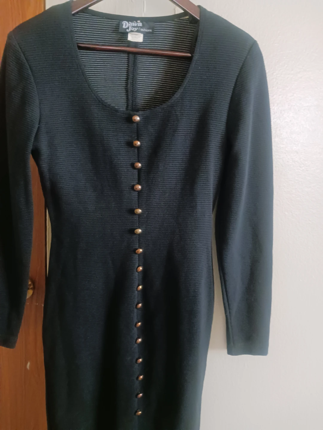 🏈 Dawn Joy Fashions Black Long Sleeve Button-Front Dress