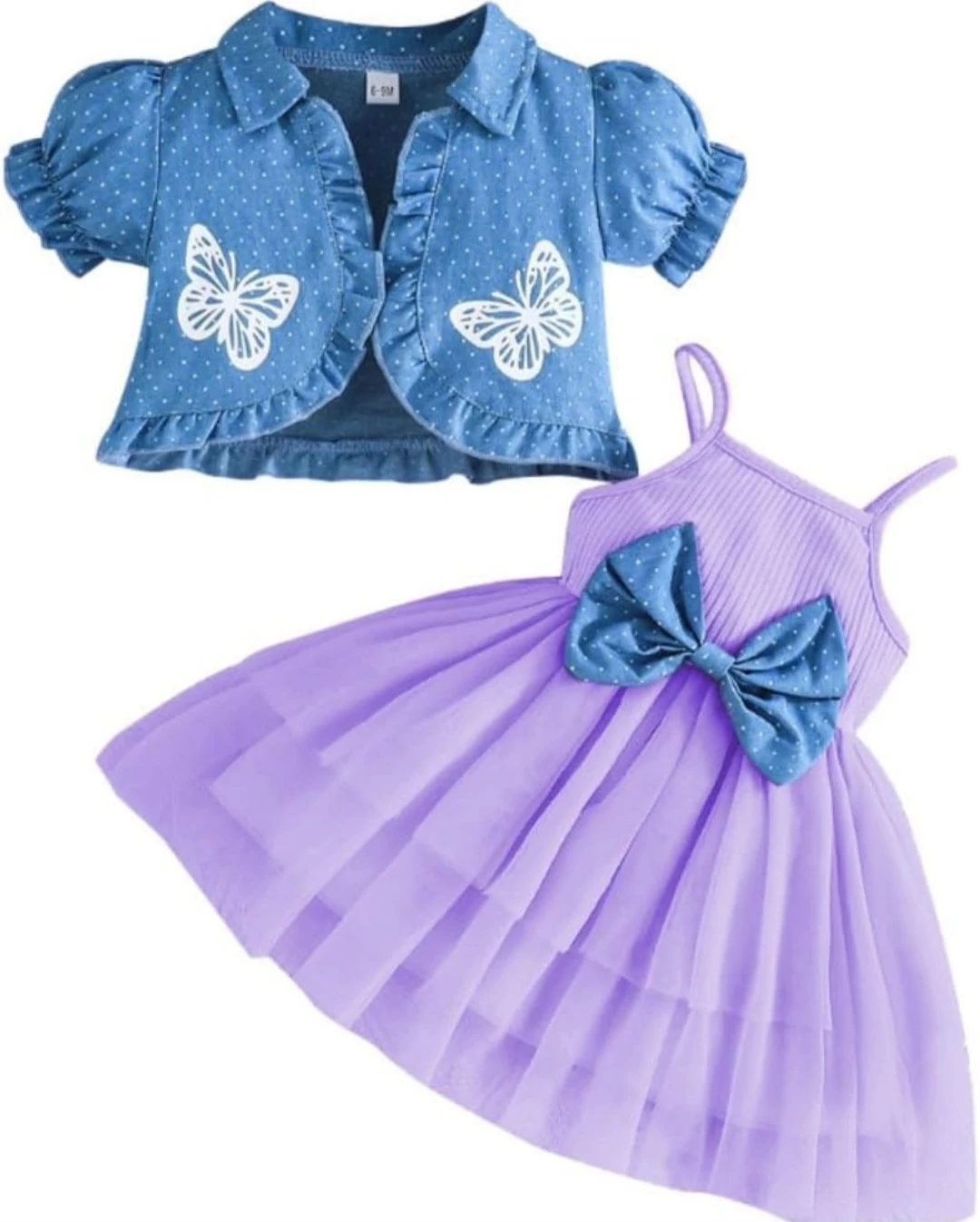 Toddler Girl Purple Dress with Denim Butterfly Bolero 🏈