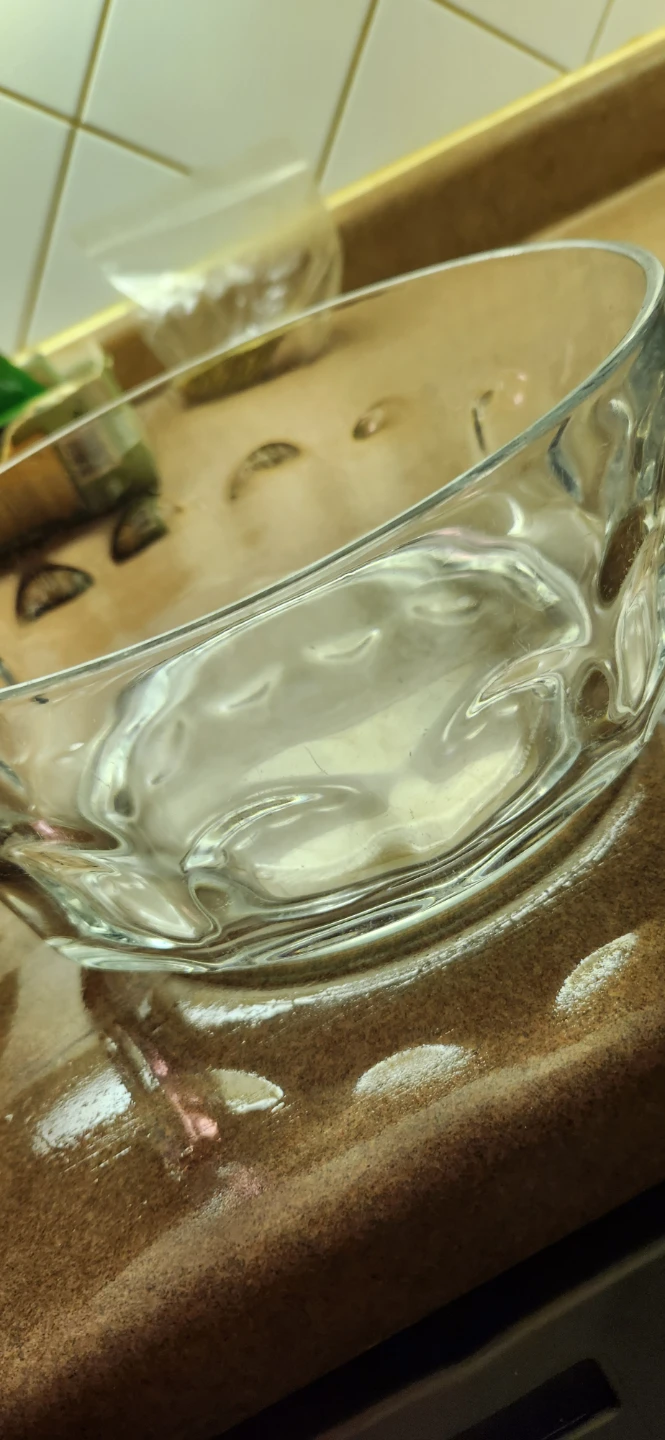 Vintage Clear Glass Serving Bowl with Floral Pattern