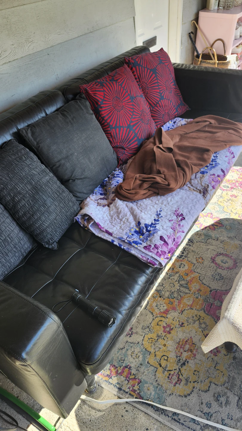 Black Tufted Sofa and Houndstooth Armchair - photo 3